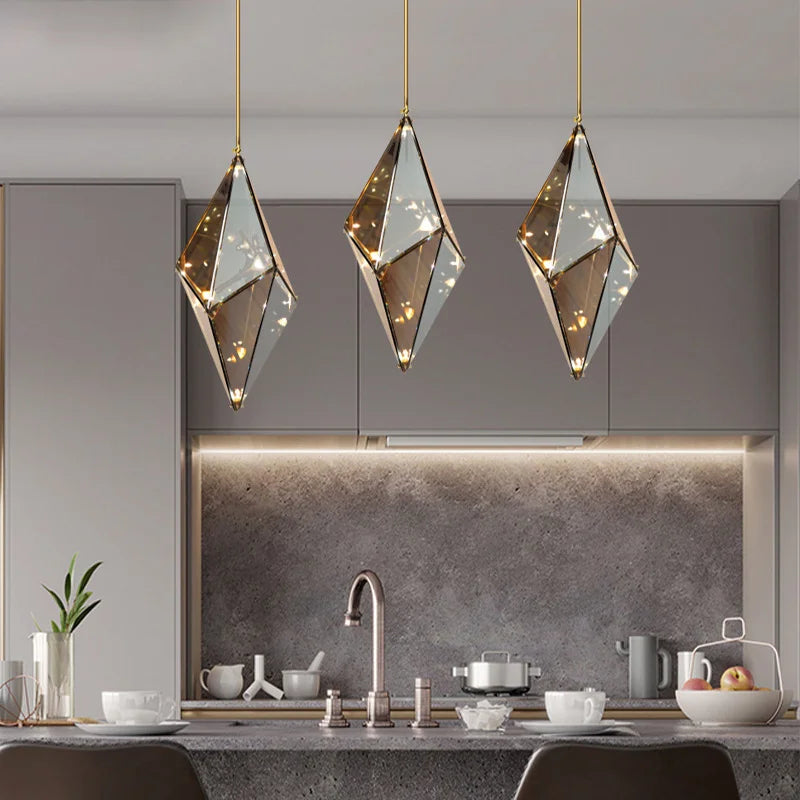 Modern Angular Diamond Style LED Pendant Light  Seus Lighting