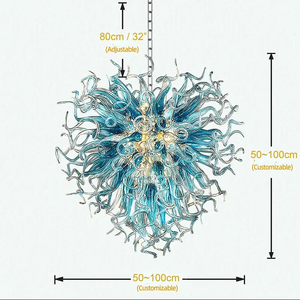 Modern Aqua Blue Glass Chandelier - Chandeliers