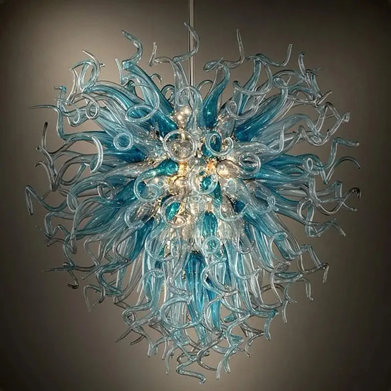Modern Aqua Blue Glass Chandelier  Seus Lighting