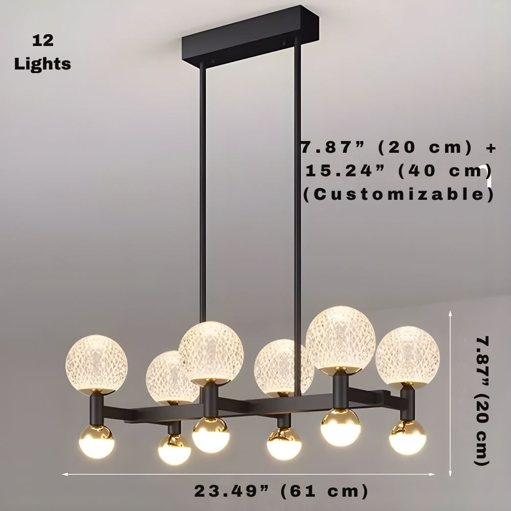 Modern Black Linear Dining Room Chandelier 12/16 Lights  Seus Lighting