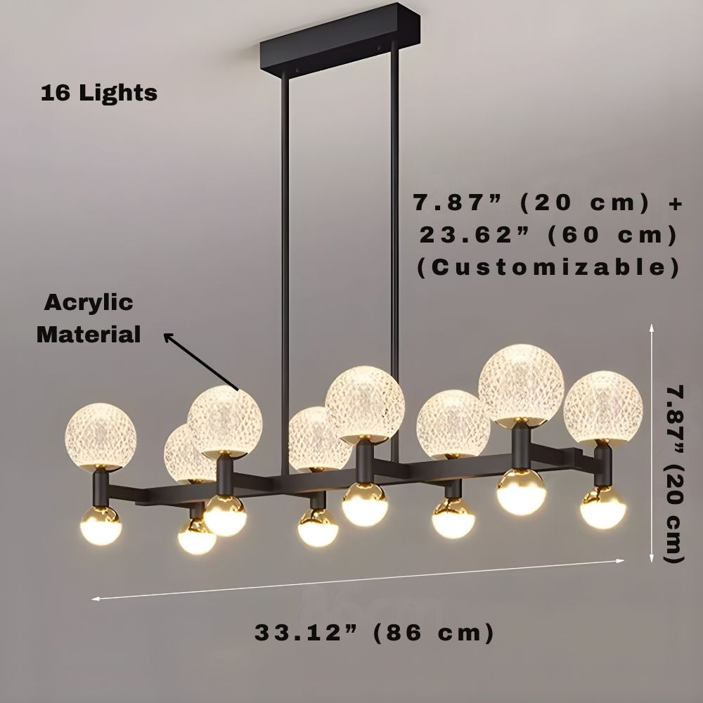 Modern Black Linear Dining Room Chandelier 12/16 Lights  Seus Lighting