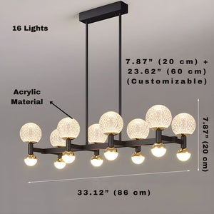 Modern Black Linear Dining Room Chandelier 12/16 Lights  Seus Lighting