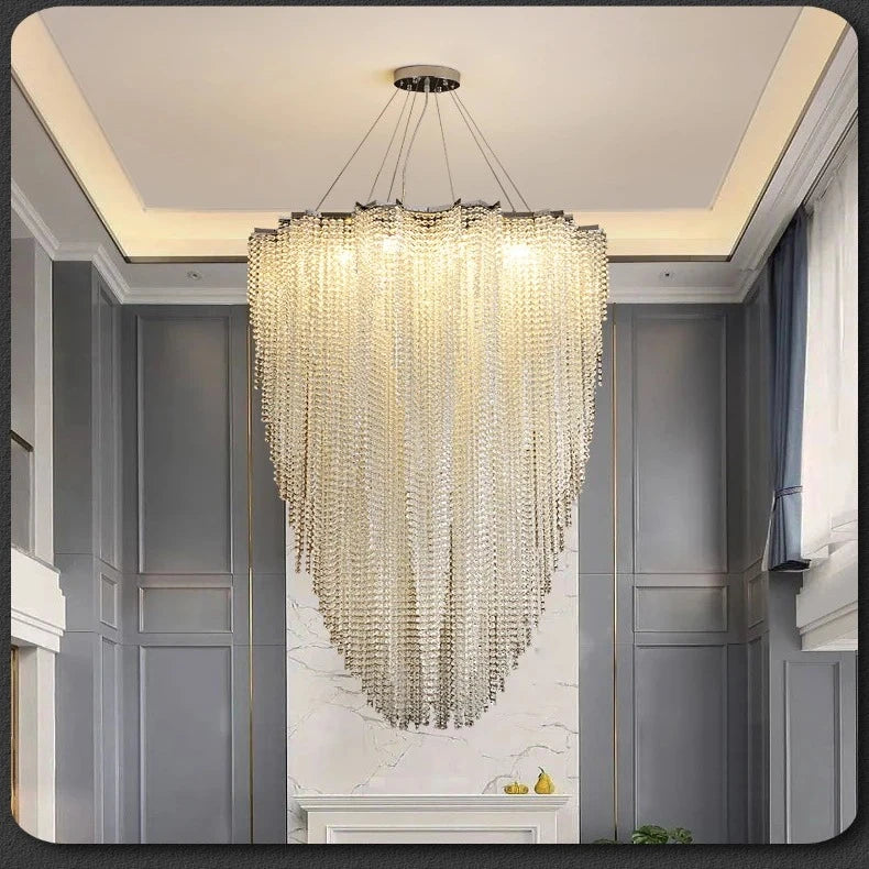 Modern Crystal Beaded Chandelier for Staircase&Foyer  Seus Lighting