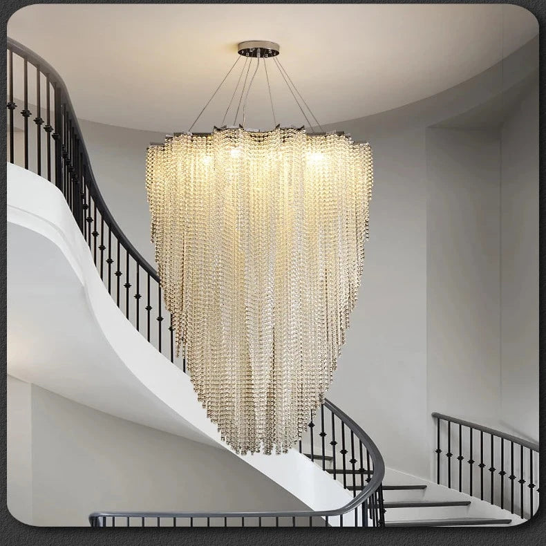 Modern Crystal Beaded Chandelier for Staircase&Foyer  Seus Lighting