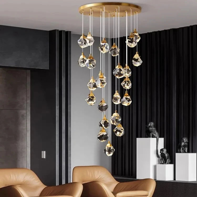 Modern Crystal Chandelier for High Ceiling Living Room Seus Lighting