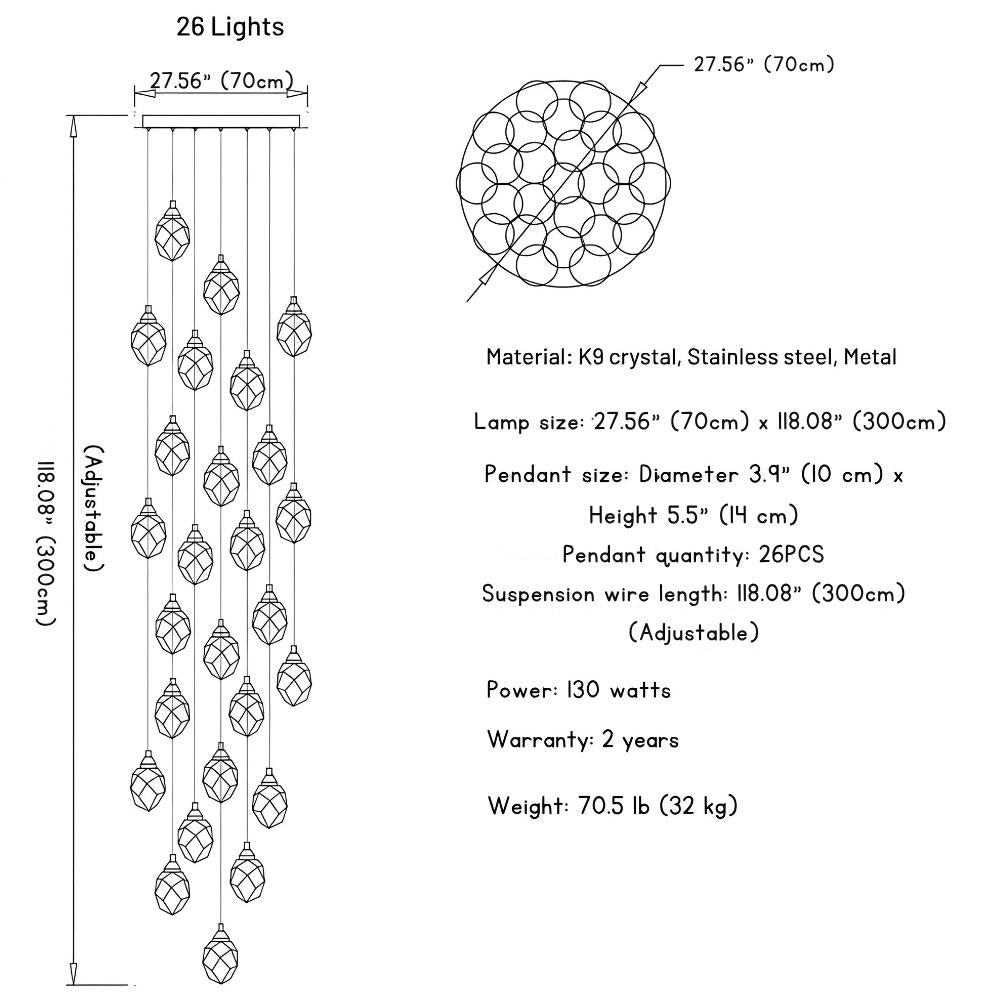 Modern Crystal Chandelier for High Ceiling Living Room  Seus Lighting
