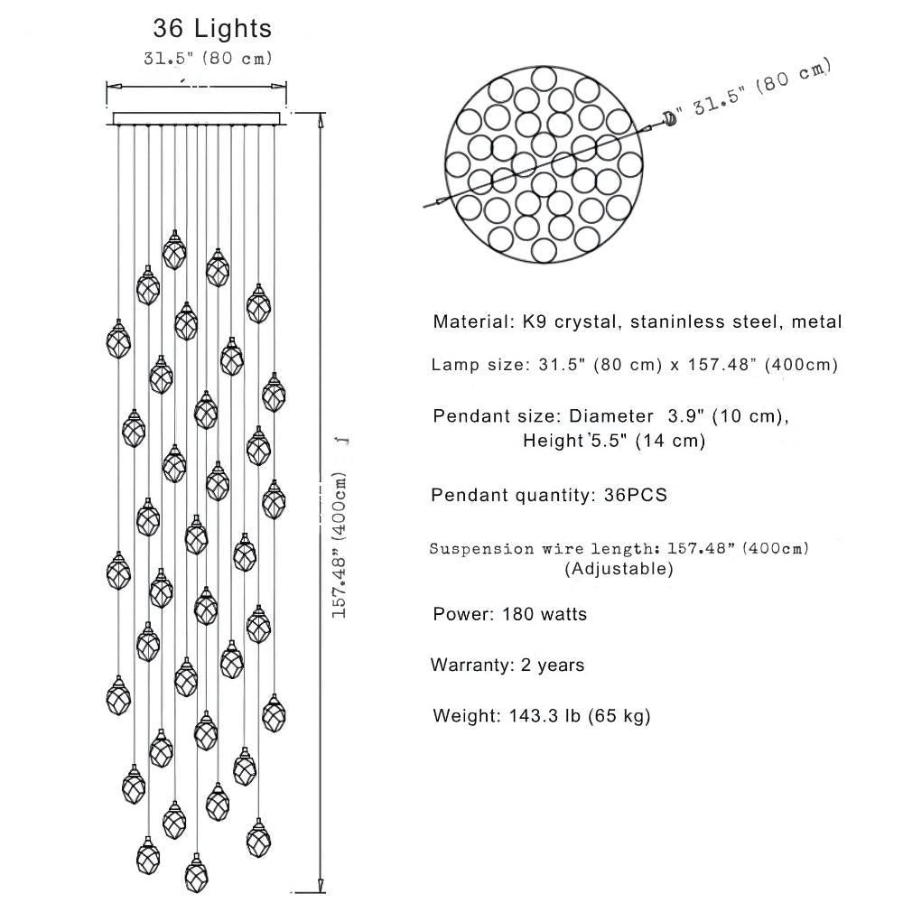Modern Crystal Chandelier for High Ceiling Living Room  Seus Lighting