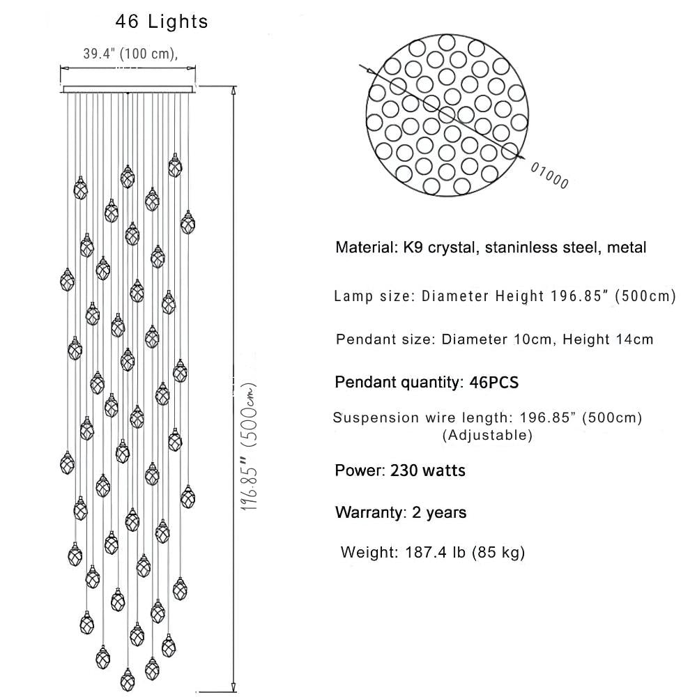 Modern Crystal Chandelier for High Ceiling Living Room  Seus Lighting