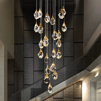 Modern Crystal Chandelier for High Ceiling Living Room