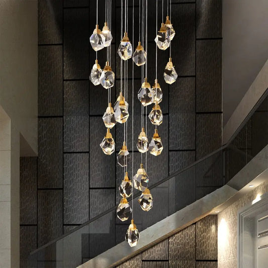 Modern Crystal Chandelier for High Ceiling Living Room