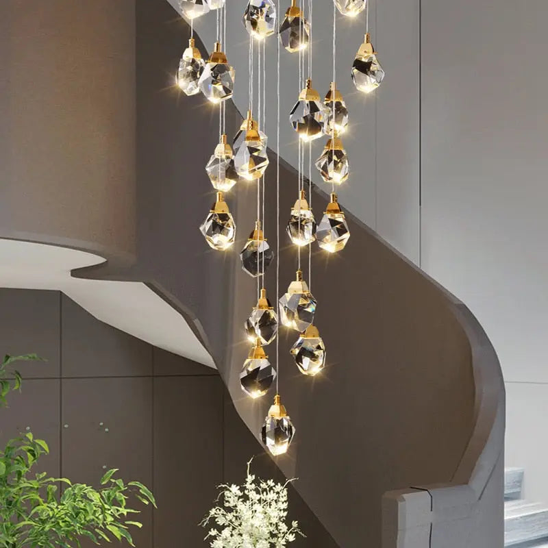 Modern Crystal Chandelier for High Ceiling Living Room Seus Lighting