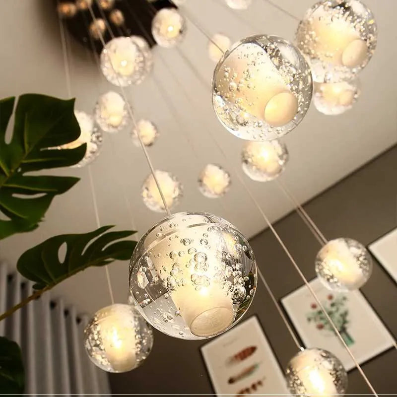 Modern Crystal Glass Bubble Chandelier for Foyer  Seus Lighting