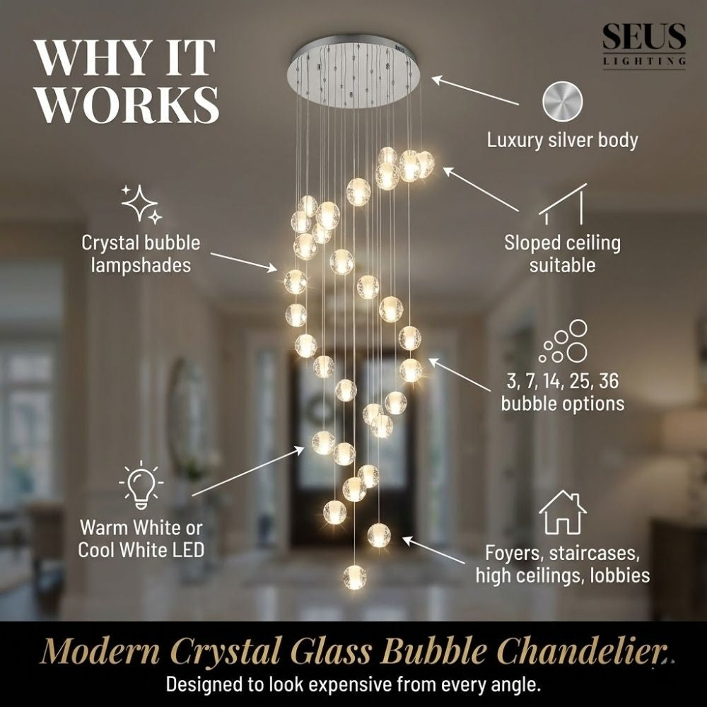 Modern Crystal Glass Bubble Chandelier for Foyer – Seus Lighting