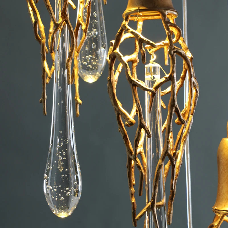 Modern Crystal  Glass Drops Chandelier for Staircase  Seus Lighting