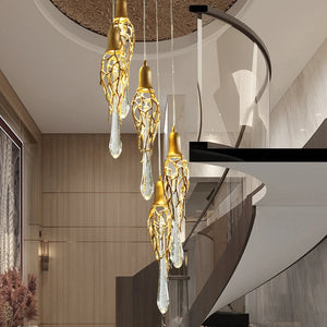 Modern Crystal  Glass Drops Chandelier for Staircase  Seus Lighting