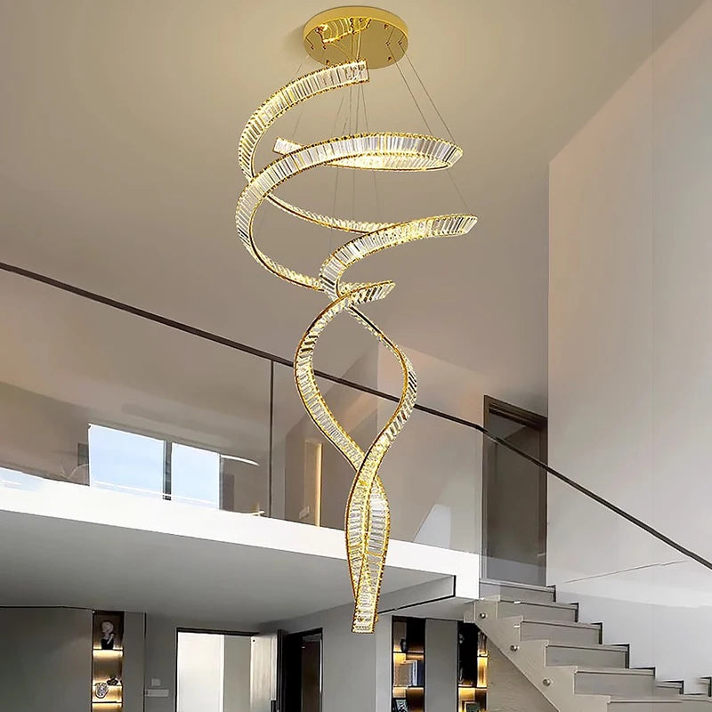 Modern Crystal Light Fixture for Staircase & Foyer & High Ceiling  Seus Lighting
