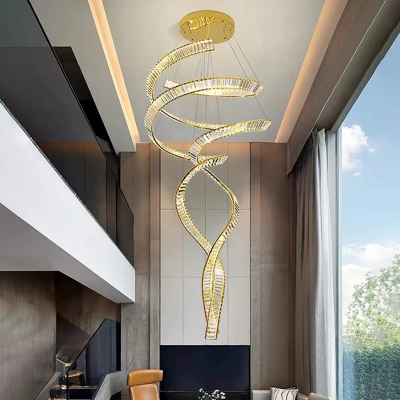 Modern Crystal Light Fixture for Staircase & Foyer & High Ceiling  Seus Lighting