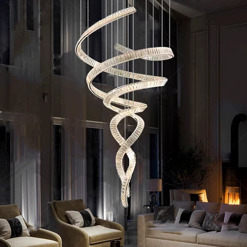 Modern Crystal Light Fixture for Staircase&Foyer&Hig Ceiling  Seus Lighting