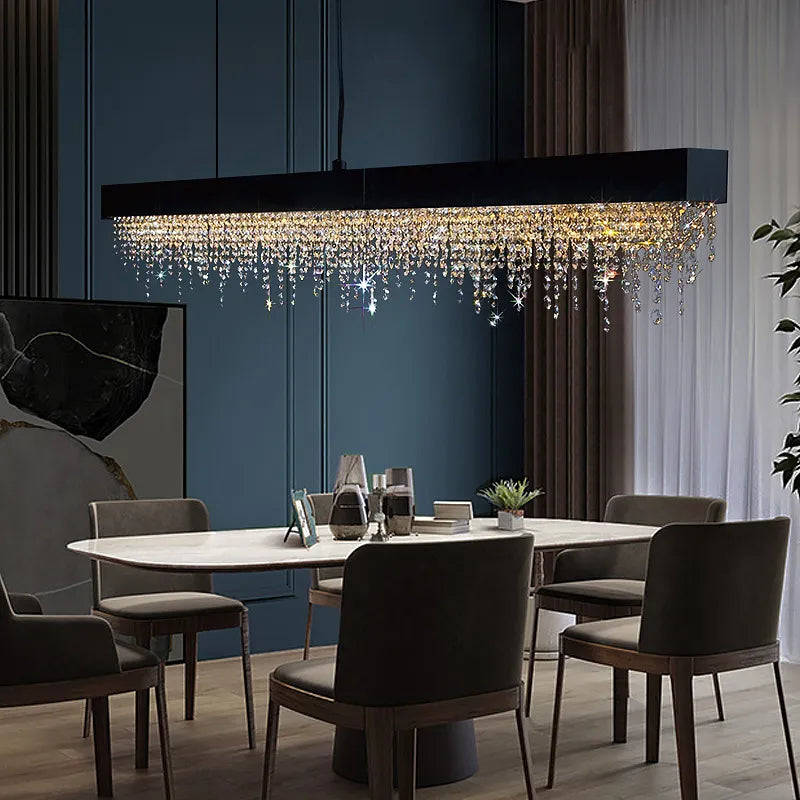 Modern Crystal Rectangular Dining Table Chandelier - Chandeliers