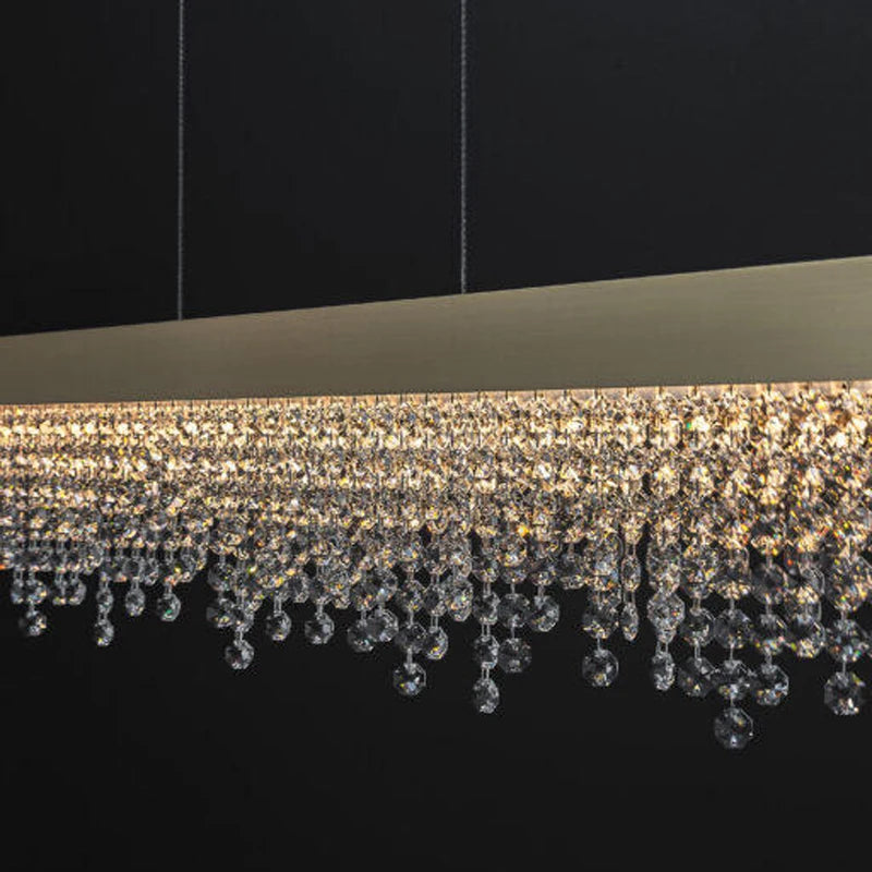 Modern Crystal Rectangular Dining Table Chandelier  Seus Lighting