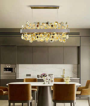 Modern Crystal chandelier for Dining Room - Gold/Black Black / 43.31” ( 110 cm ) / Cool light 6000K Seus Lighting