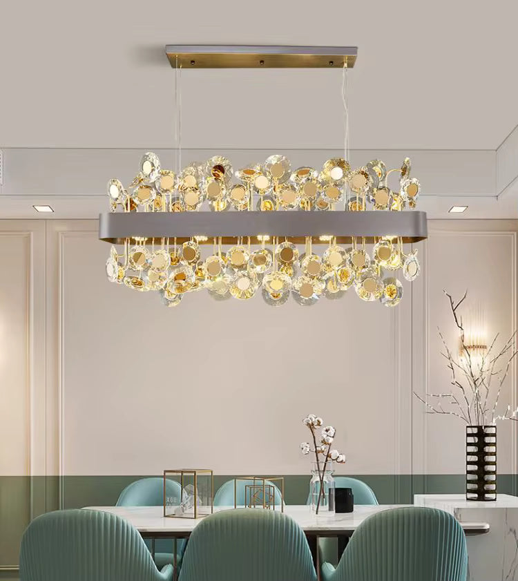 Modern Crystal chandelier for Dining Room - Gold/Black  Seus Lighting