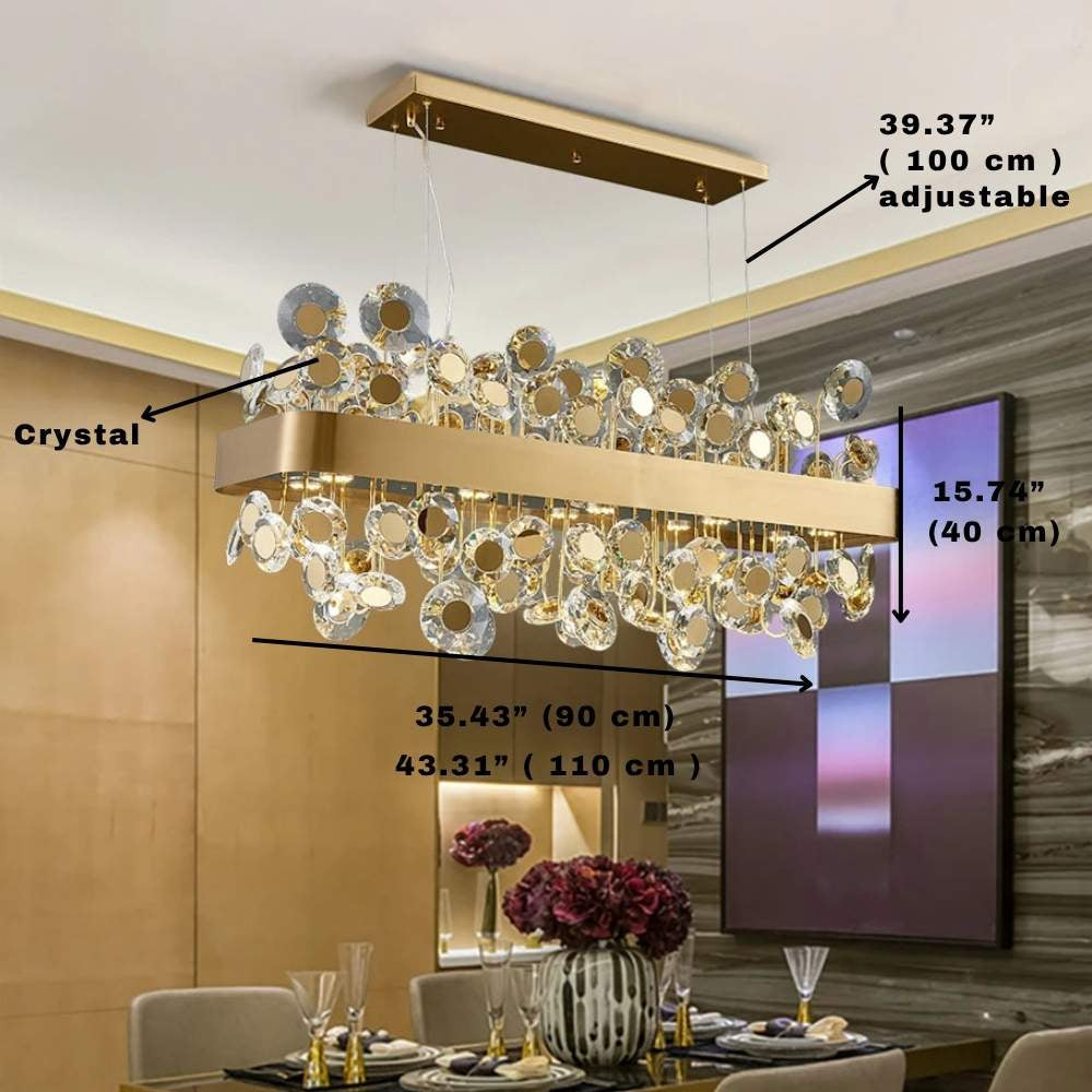 Modern Crystal chandelier for Dining Room - Gold/Black  Seus Lighting