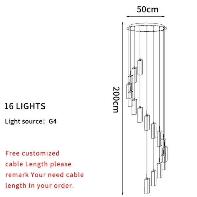 Modern Geometric Staircase Chandelier with Dimming