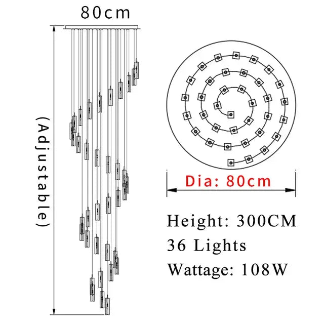 Modern Geometric Staircase Chandelier with Dimming - Chandeliers