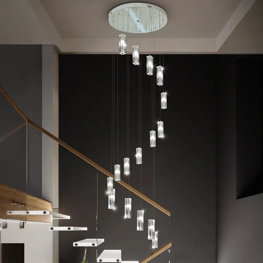 Modern Geometric Staircase Chandelier with Dimming  Seus Lighting