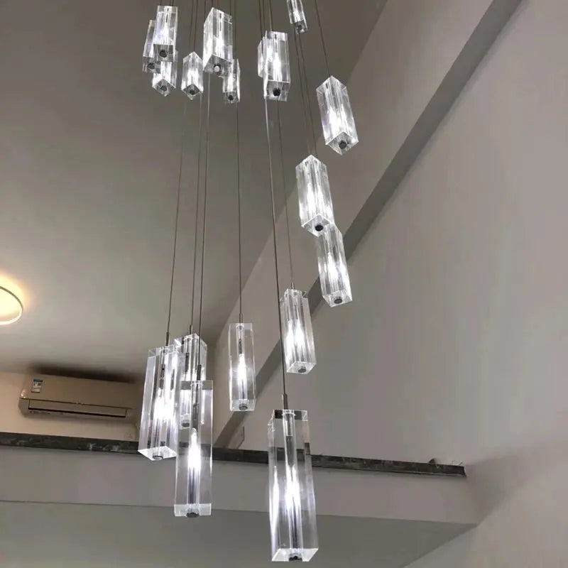 Modern Geometric Staircase Chandelier with Dimming  Seus Lighting