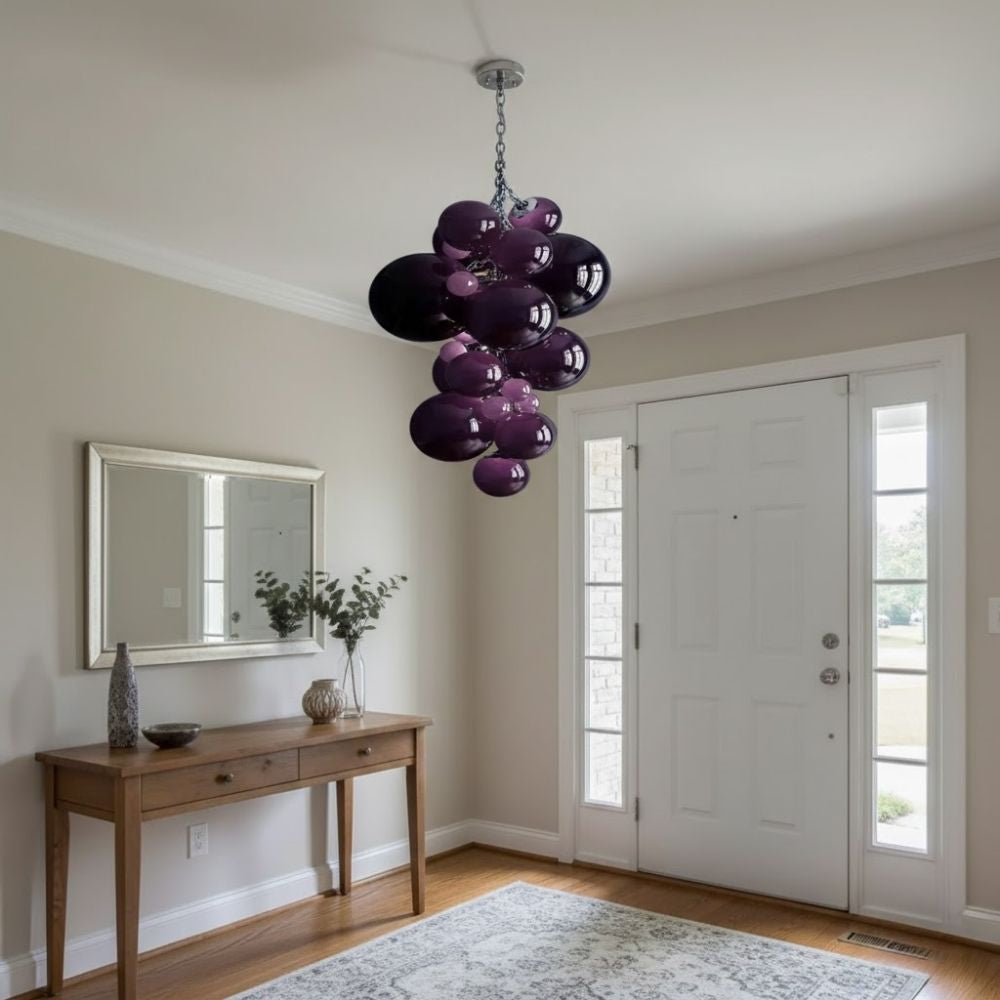 Modern Large Glass Bubble Chandelier Purple / 39.37” (100cm)  x 55.06” (140cm) / Remote Seus Lighting
