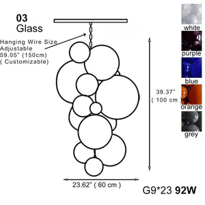 Modern Large Glass Bubble Chandelier  Seus Lighting