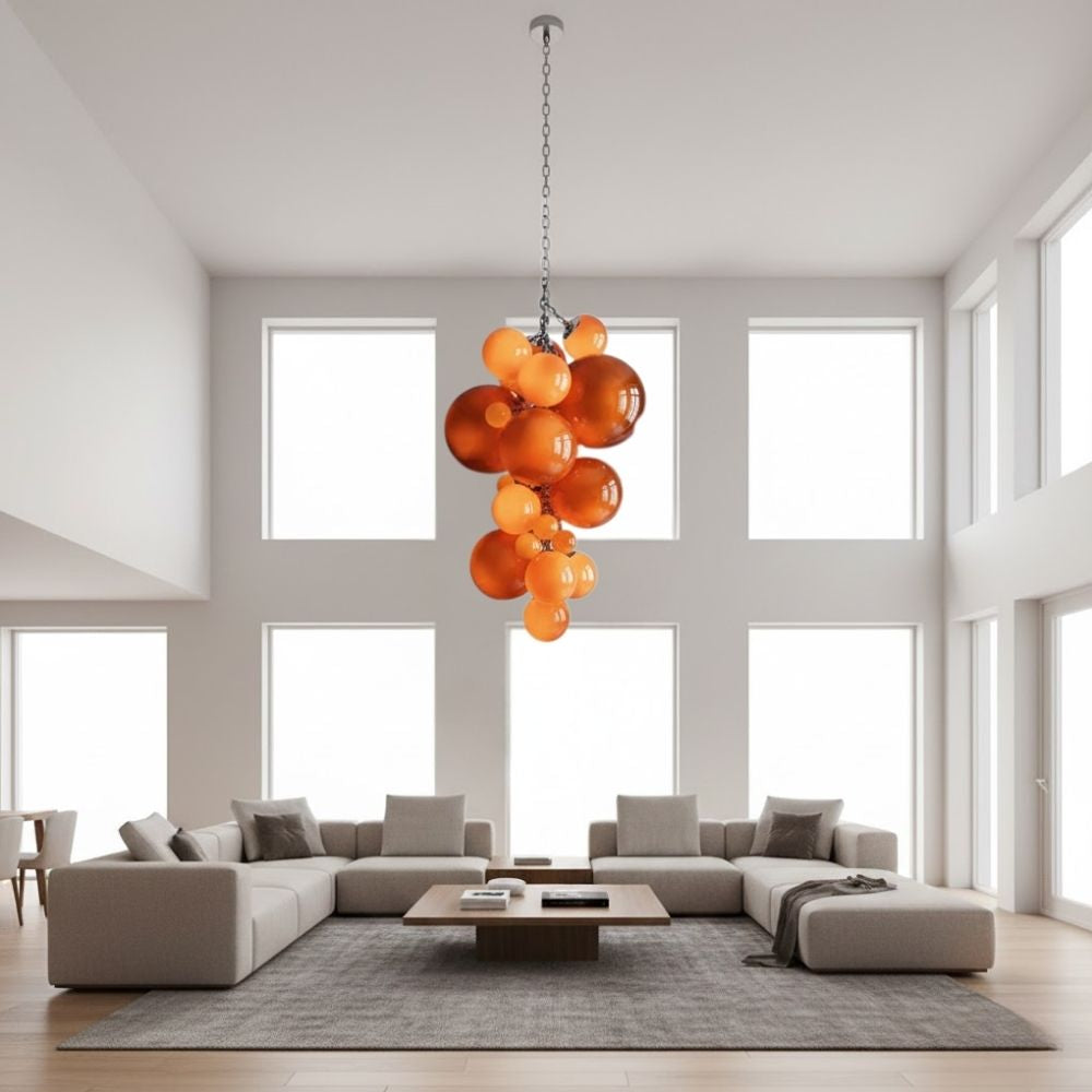 Modern Large Glass Bubble Chandelier  Seus Lighting