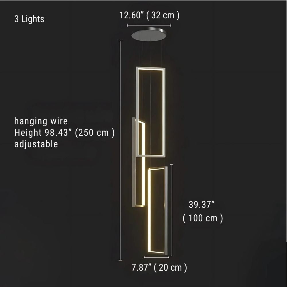 Modern Large Vertical Rectangle Chandelier For Staircase  Seus Lighting