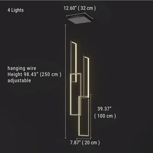 Modern Large Vertical Rectangle Chandelier For Staircase  Seus Lighting
