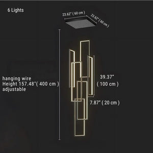 Modern Large Vertical Rectangle Chandelier For Staircase  Seus Lighting
