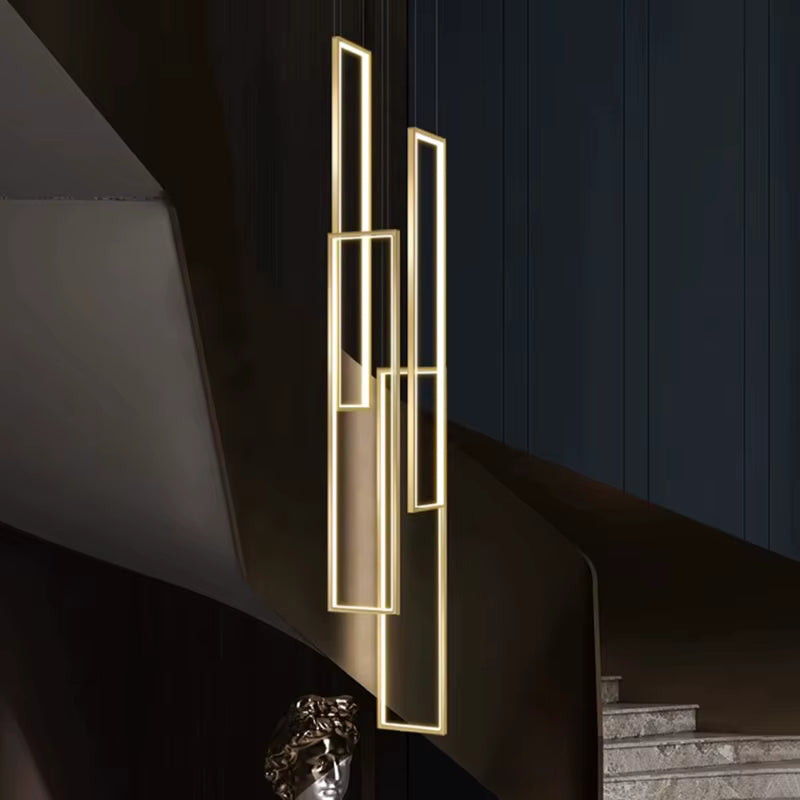 Modern Large Vertical Rectangle Chandelier For Staircase  Seus Lighting