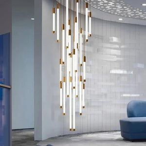 Modern Long Chandelier For Staircase Black/Gold/Silver  Seus Lighting