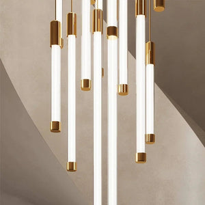 Modern Long Chandelier For Staircase Black/Gold/Silver  Seus Lighting