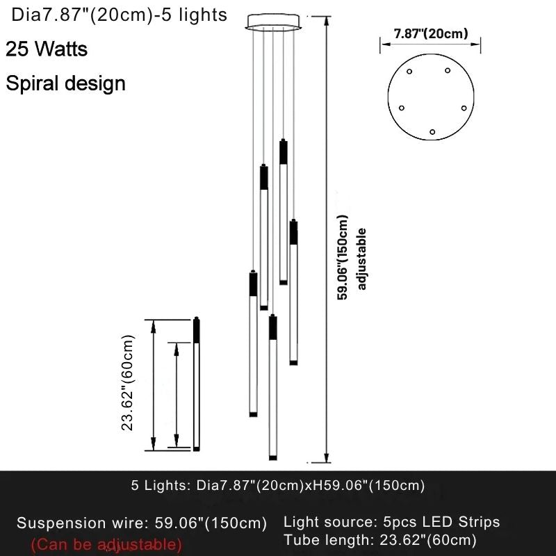 Modern Long Chandelier For Staircase Black/Gold/Silver  Seus Lighting