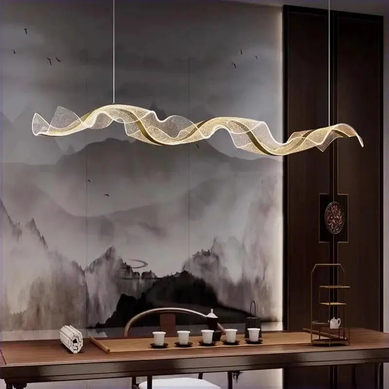 Modern Ocean Wave Pendant Chandelier Close-up