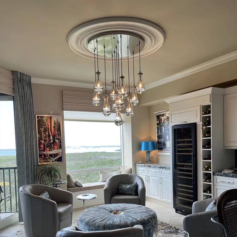 Modern Raindrop Chandelier for Foyer Staircase Black 31 Lights