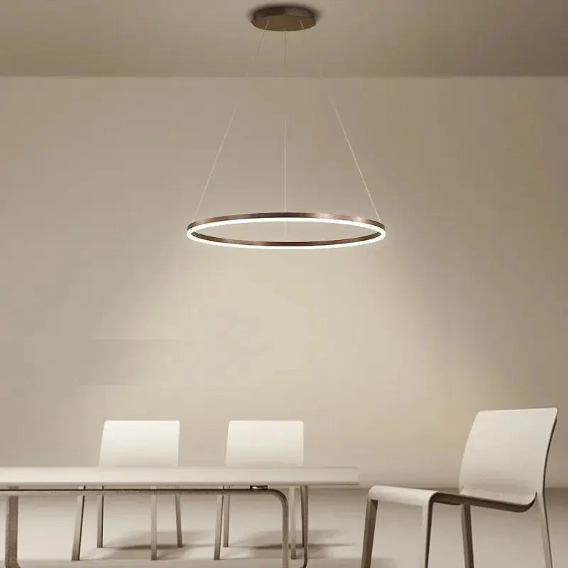 Modern Ring Pendant Light Black/Gold/Brown  Seus Lighting