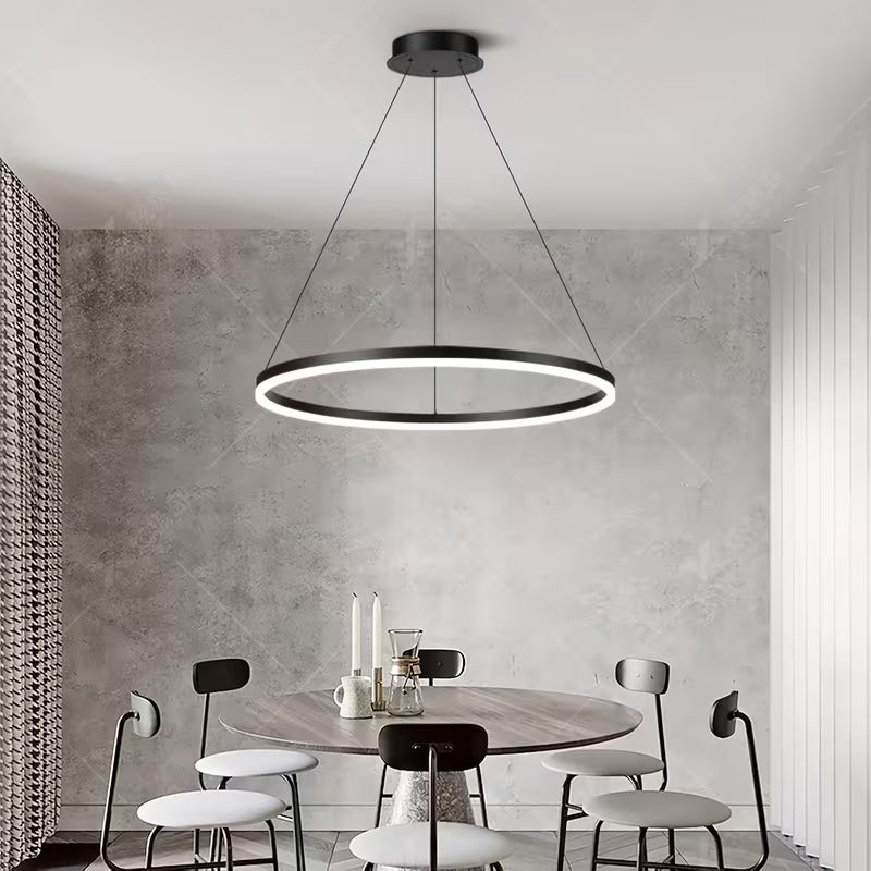 Modern Ring Pendant Light Black/Gold/Brown  Seus Lighting