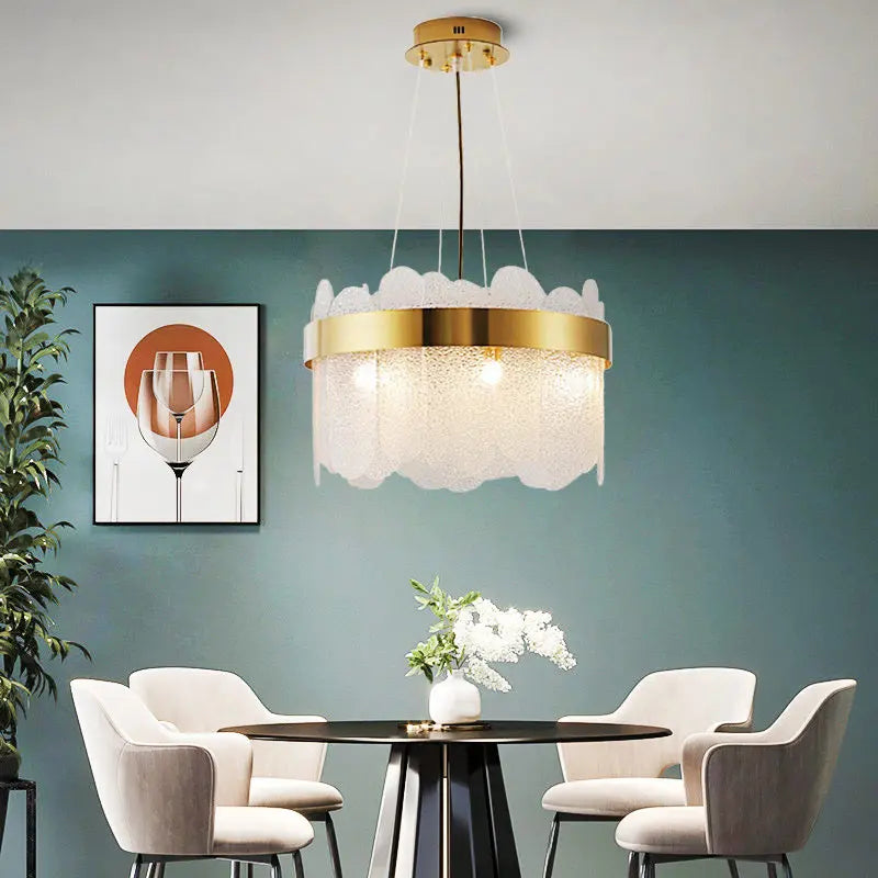 Modern Rock Crystal Chandelier — raw gemstone aesthetic with gold accents