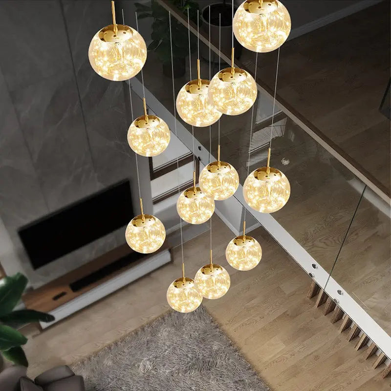Modern Spiral Chandelier for Staircase Detail