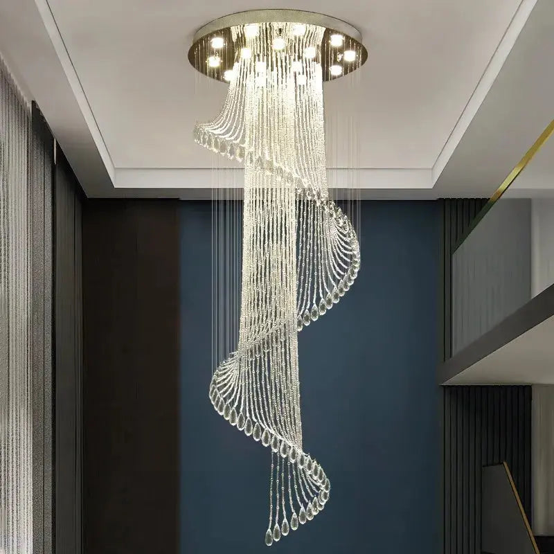 Modern Spiral Crystal Staircace Ceiling Chandelier