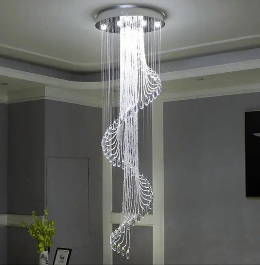 Modern Spiral Crystal Staircace Ceiling Chandelier  Seus Lighting