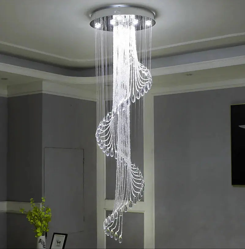 Modern Spiral Crystal Staircace Ceiling Chandelier  Seus Lighting